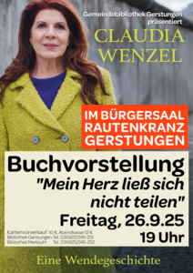 Plakat Lesung Claudia Wenzel © Gemeinde Gerstungen bibliothekplakatlesungwenzelfertig