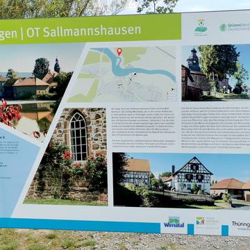 Attraktive Infoschilder an der Werra - hier Sallmannshäuser Wehr © K. Hartung BeschilderungWerra