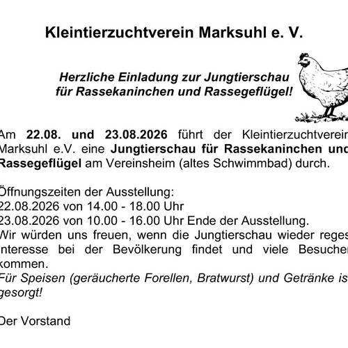 Jungtierschau 2026 Jungtierschau 2026