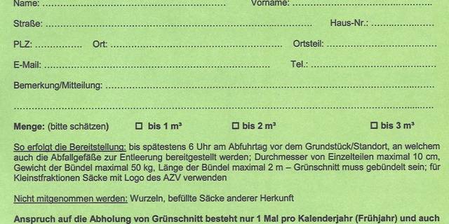 grünschnitt antragabholung